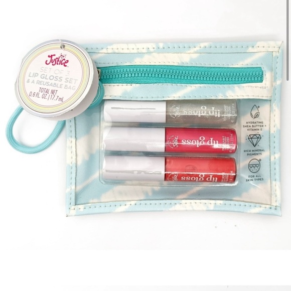 Justice Lip Gloss Set 3 Pack Multi Color With Bag New Gift Set New - Picture 4 of 4